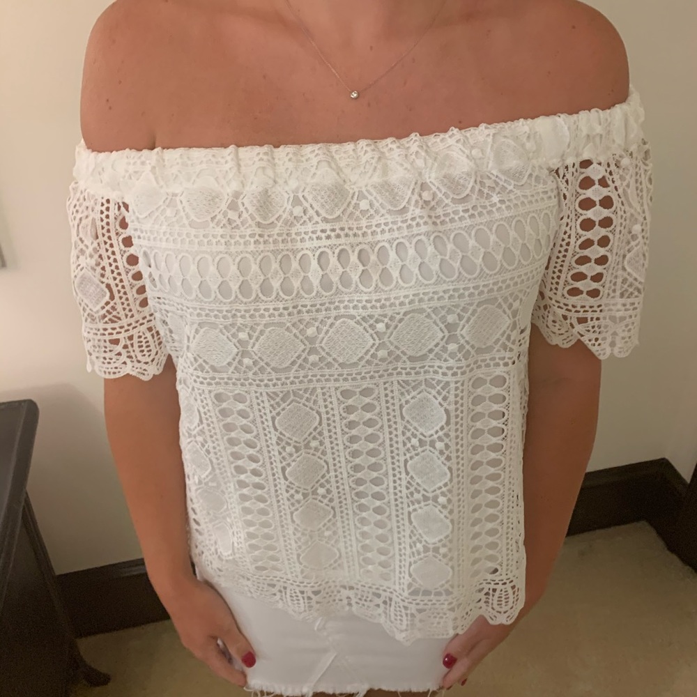 Anthropologie white off the shoulder top
